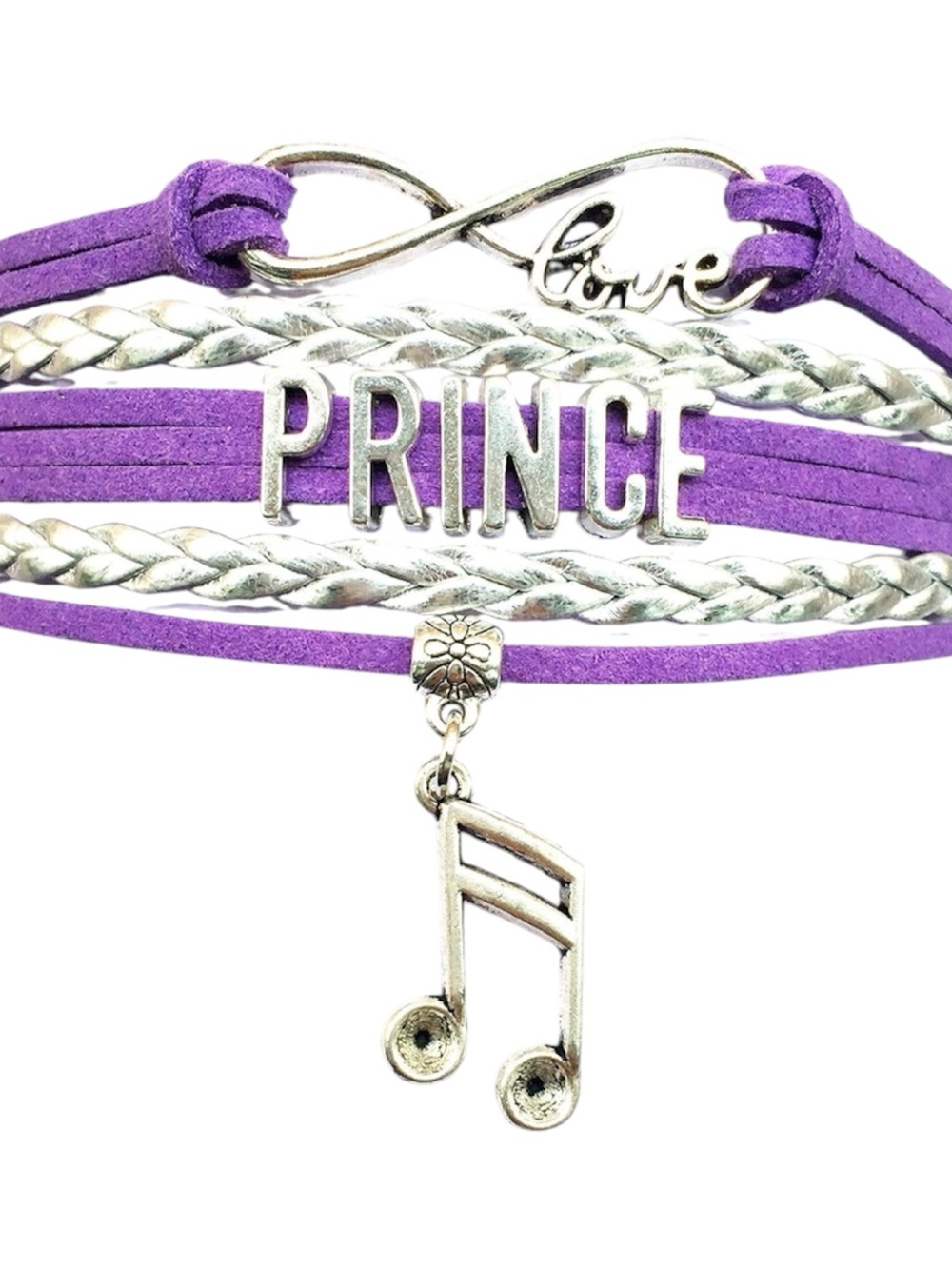 Prince Purple Multistrand Bracelet with Silver Music Charm
